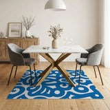 Bold Blue Abstract Geometric Area Rug