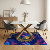 Neon Globe Cityscape Area Rug