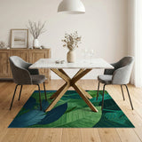 Abstract Area Lush Green Palm Leaf Area Rug
