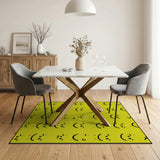 Kids Cartoon Playful Yellow Smiley Faces Area Rug
