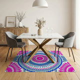 Multi-color and Patterns Vibrant Pink Mandala Tribal Area Rug