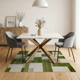 Green Geometric Block Geometric Modern Area Rug