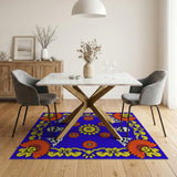 Vibrant Blue Skull Marigold Area Rug