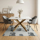 Playful Grey Elephant Pattern Area Rug