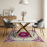 Ornate Purple Floral Mandala Area Rug