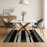 Bold Black and White Bold Black White Geometric Stripe Rug