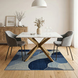 Abstract Navy Teal Geometric Area Rug