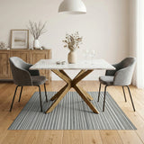 Modern Black White Thin Stripe Area Rug