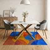 Vibrant Blue Orange Abstract Wave Rug