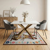Adorable Bunny with Floral Border Area Rug