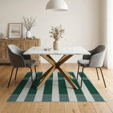 Green Rustic Farmhouse Green Gingham Check Area Rug