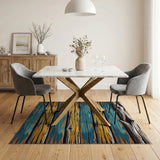 Distressed Teal Wood Plank Area Rug