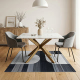 Bold Black and White Bold Black White Geometric Abstract Area Rug