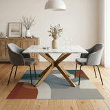 Abstract Teal Rust Geometric Area Rug
