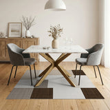 Neutral Geometric Block Area Rug
