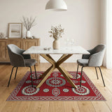 Floral Red Persian Floral Medallion Area Rug