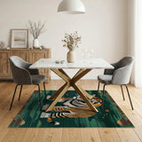 Majestic Tiger on Teal Waves Rug