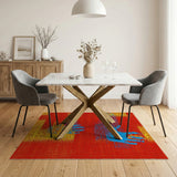 Bold Red Abstract Handprint Area Rug