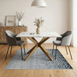 Navy Ombre Geometric Trellis Area Rug