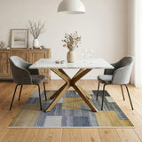 Modern Geometric Grey and Gold Area Rug