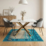Teal Framed Baby Sea Turtle Beach Rug