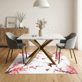 Floral Vintage Pink Cherry Blossom Butterfly Area Rug