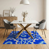 Blue and Teal Blue Teal Abstract Floral Area Rug