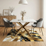 Abstract Area Gold Swirl Abstract Area Rug