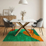 Bold Green Orange Abstract Wave Area Rug