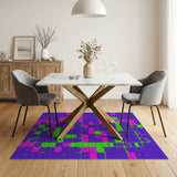 Vibrant Geometric Puzzle Grid Area Rug