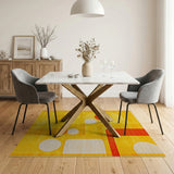 Vibrant Yellow Geometric Abstract Area Rug