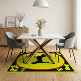Playful Beagle Silhouette Bone Border Area Rug