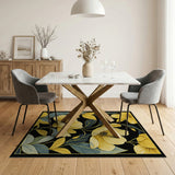 Vivid Yellow Floral Area Rug