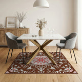 Vintage Floral Medallion Brown Area Rug