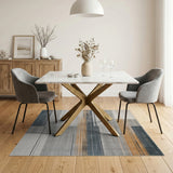 Distressed Grey Geometric Block Area Rug