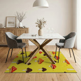 Whimsical Yellow Mushroom Pattern Area Rug