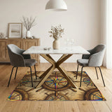 Rainbow Compass Ship Wheel Vintage Rug