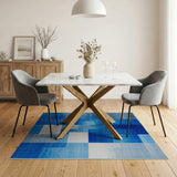 Modern Blue Geometric Block Area Rug