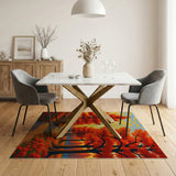 Fiery Red Autumn Forest Path Area Rug
