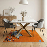 Cute Blue Fox Orange Kids Area Rug