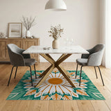 Teal Green Mandala Sunflower Area Rug