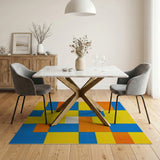 Multi-color and Patterns Vibrant Geometric Block Area Rug