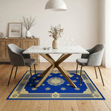 Blue Gold Medallion Persian Area Rug