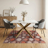 3D Honeycomb Hexagon Area Rug in Coral Orange