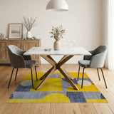 Bold Yellow Grey Geometric Abstract Area Rug