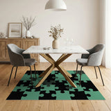 Teal Black Jigsaw Puzzle Geometric Area Rug