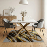 Gold and Silver Gold Swirl Abstract Area Rug