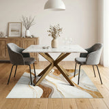 Beige Brown Gold Abstract Wave Area Rug