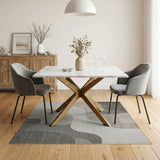 Geometric Modern Abstract Wavy Grey Area Rug