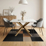 Black White Geometric Patchwork Black and White Area Rug